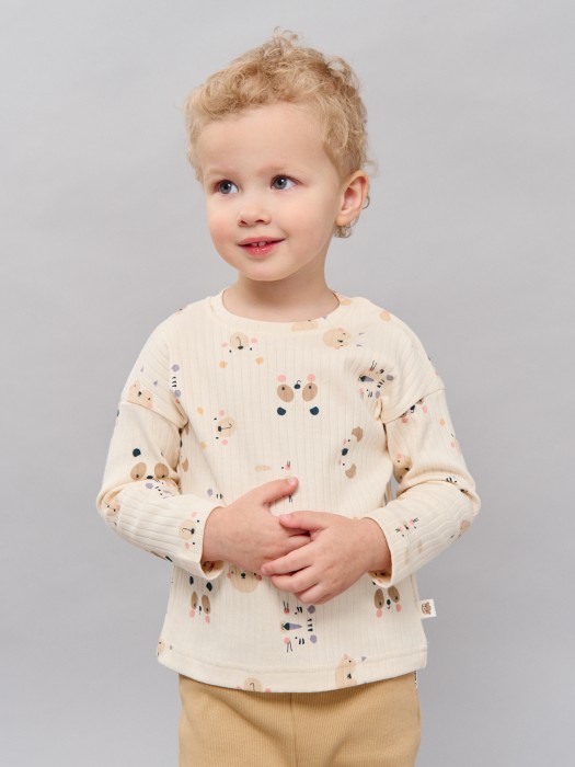 лонгслив "веселые мордашки" 0+ из россии вид сбоку