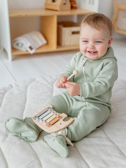 моксы "шалфей" утепленные 0+ из проверенных материалов спереди