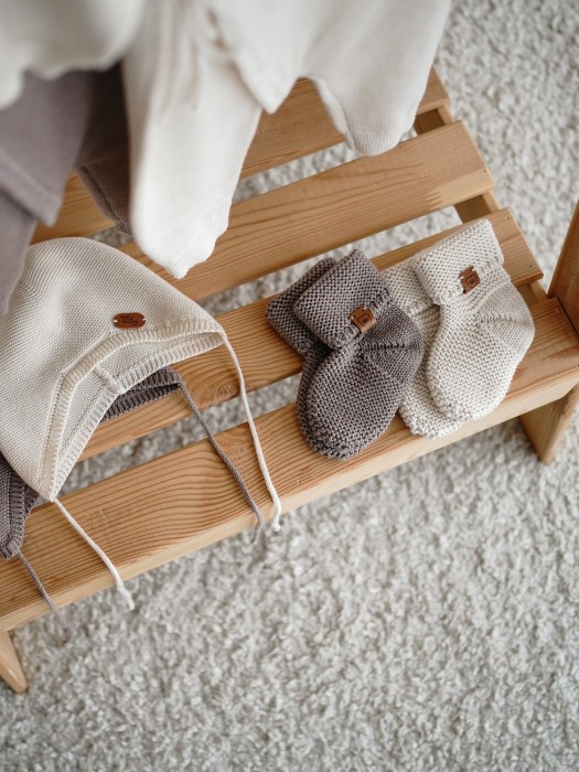 носочки вязаные "тофу" 0+ универсального стиля с лицевой стороны