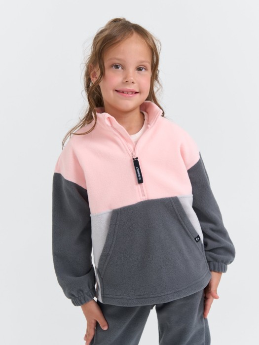 олимпийка флисовая колор блок "графит/роза" от бренда bungly вид слева