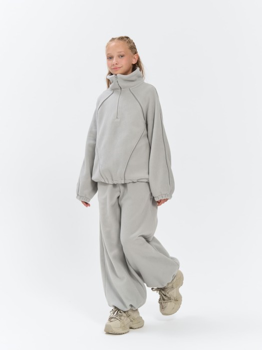 олимпийка флисовая "пепел" 7+ универсального стиля с лицевой стороны