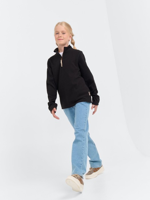 олимпийка флисовая "уголь" 7+ спортивного стиля с лицевой стороны