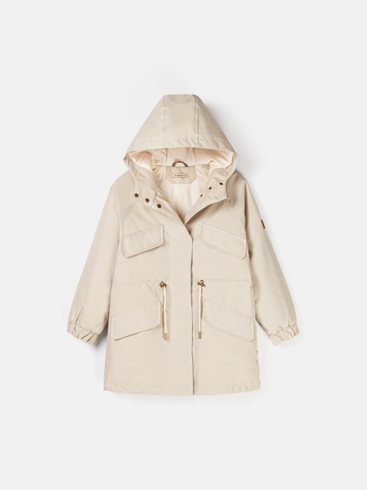 парка демисезонная "беж" 7+ от бренда bungly вид слева