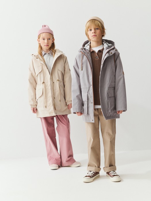 парка демисезонная "беж" 7+ от 8 до 12 лет с изнаночной стороны