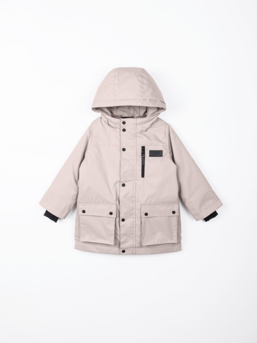 парка демисезонная "беж" от бренда bungly вид слева