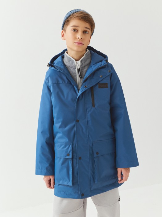 парка демисезонная "деним" 7+ классического стиля с лицевой стороны