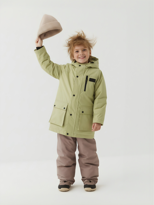 парка демисезонная "фисташка" из проверенных материалов спереди