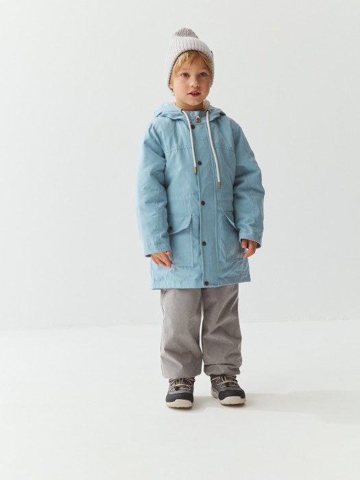 парка демисезонная на меху "голубой камень" от бренда bungly вид слева