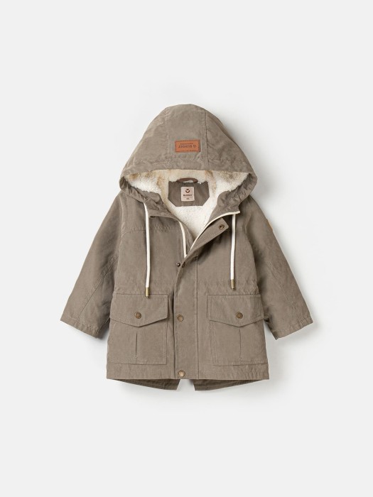 парка демисезонная на меху "мокко" от бренда bungly вид слева