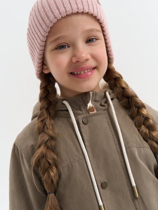 парка демисезонная на меху "мокко" активного стиля с лицевой стороны