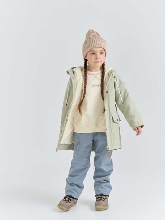 парка демисезонная на меху "шалфей" универсального стиля с лицевой стороны