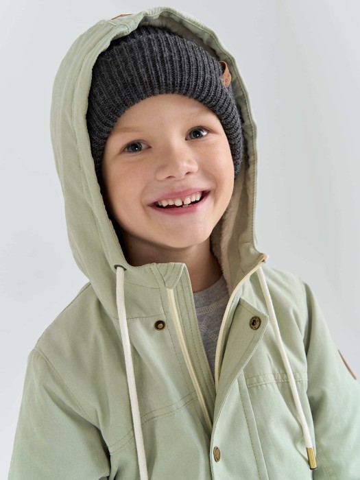 парка демисезонная на меху "шалфей" от 1 до 3 лет с изнаночной стороны