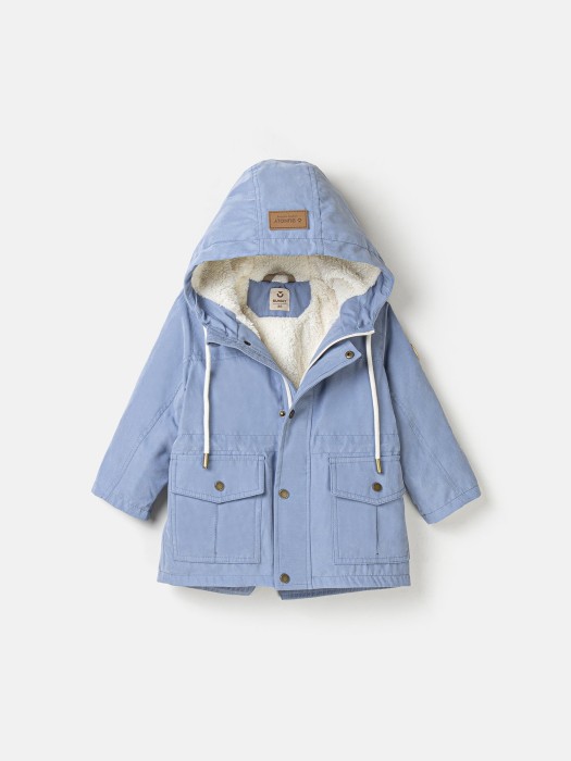 парка демисезонная на меху "светлый джинс" от бренда bungly вид слева