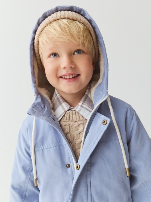 парка демисезонная на меху "светлый джинс" универсального стиля с лицевой стороны