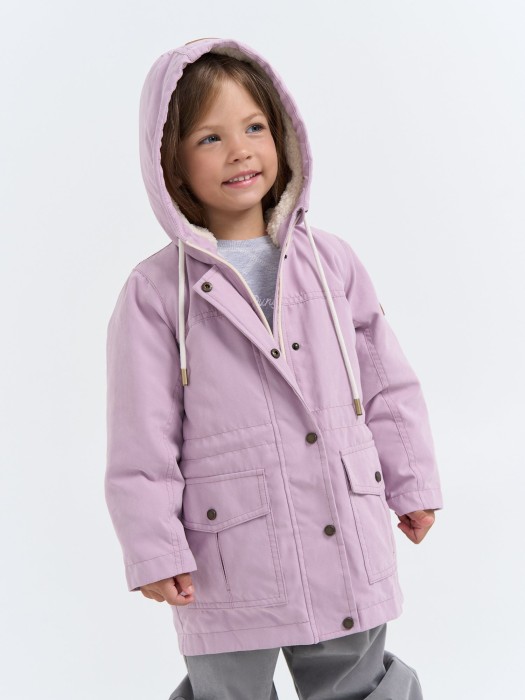 парка демисезонная на меху "вереск" от бренда bungly вид слева