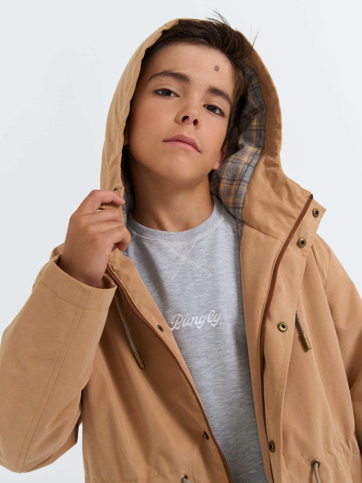 парка демисезонная "песок" 7+ от 8 до 12 лет с изнаночной стороны