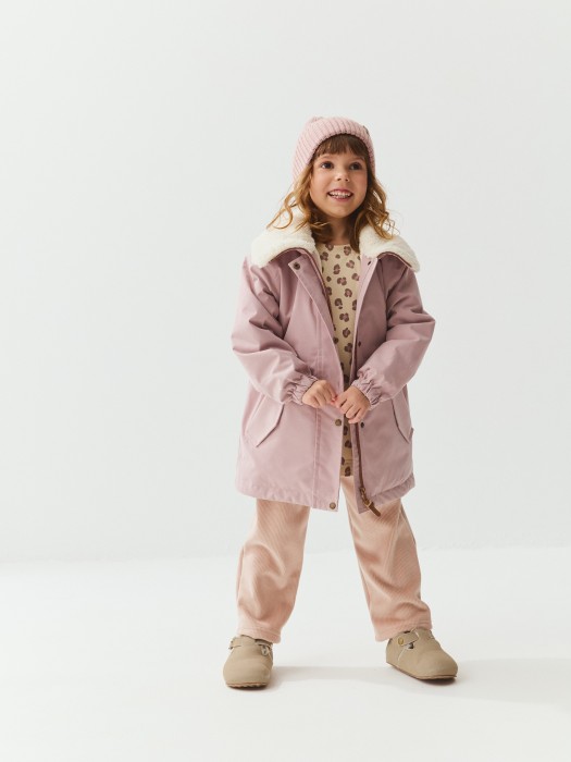 парка демисезонная с меховым воротником "зефир" из меха спереди