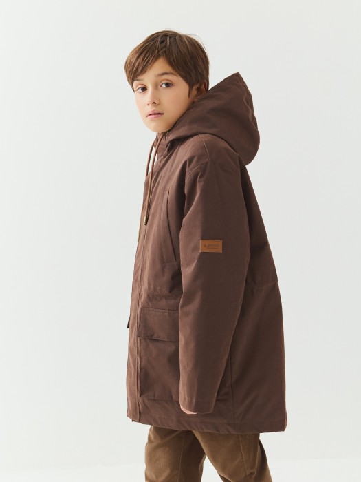 парка демисезонная "шоколад" 7+ универсального стиля с лицевой стороны