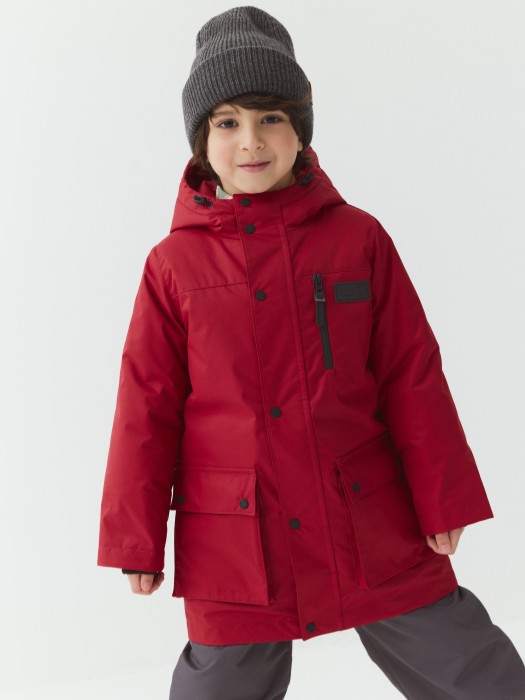 парка демисезонная "томат" от бренда bungly вид слева