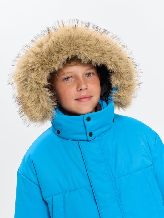 парка зимняя "лазурь" подростковая 7+ из проверенных материалов спереди