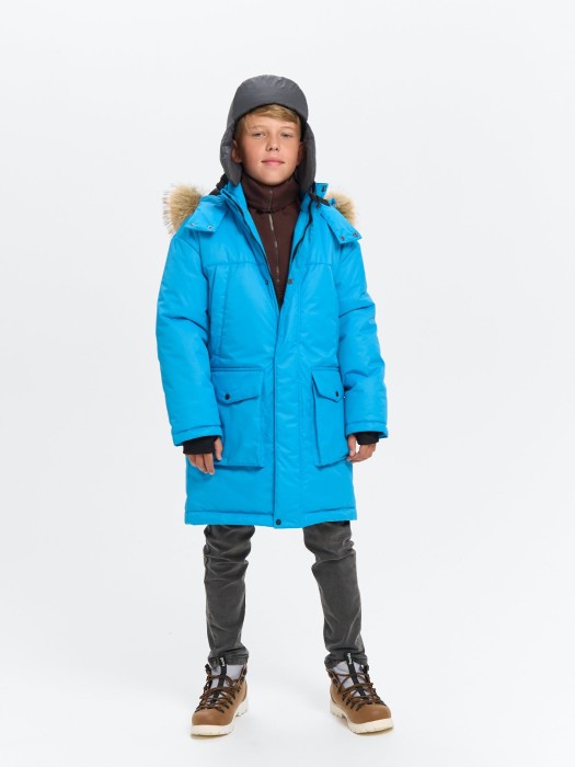 парка зимняя "лазурь" подростковая 7+ активного стиля с лицевой стороны