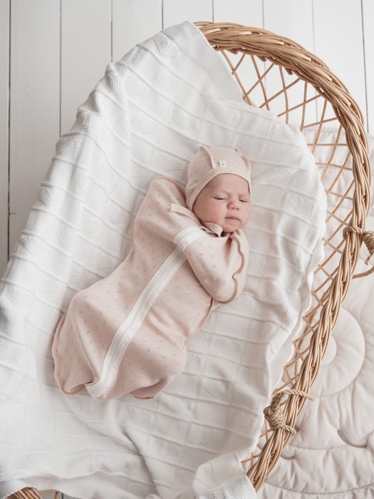 пеленка-кокон "нюд" из ажурного хлопка 0+ фотография