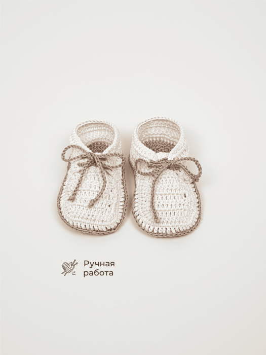 пинетки вязаные "молоко" 0+ фотография