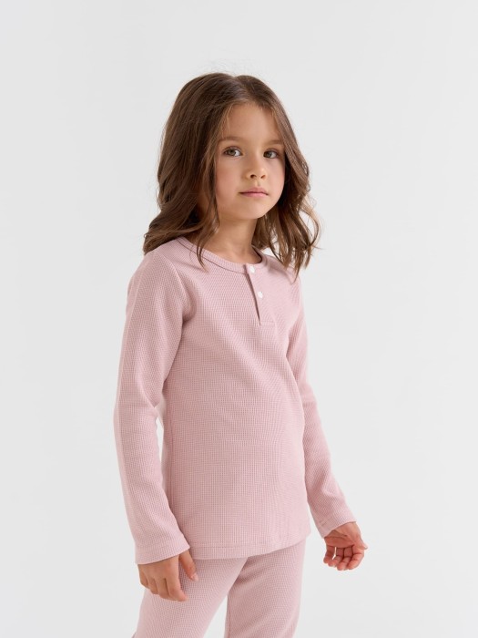 пижама из вафельной ткани "дымчатая роза" из россии вид сбоку