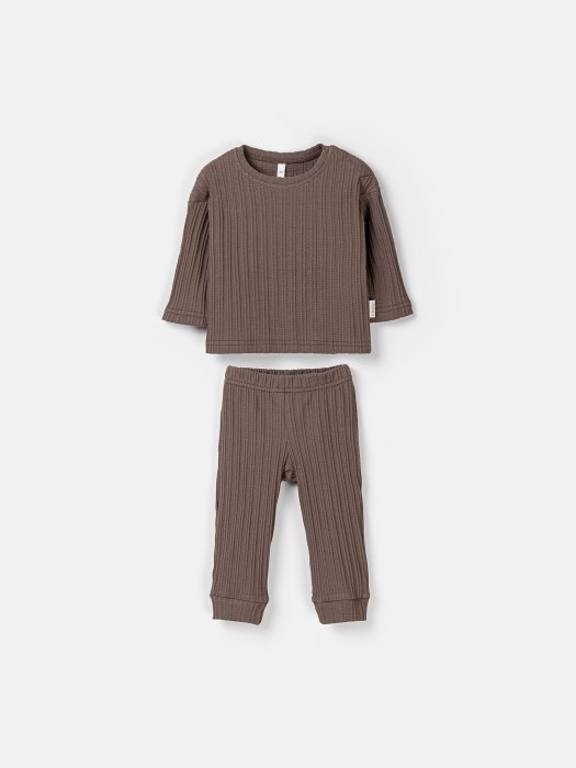 пижама "шоколад" из ажурного хлопка 0+ от бренда bungly вид слева