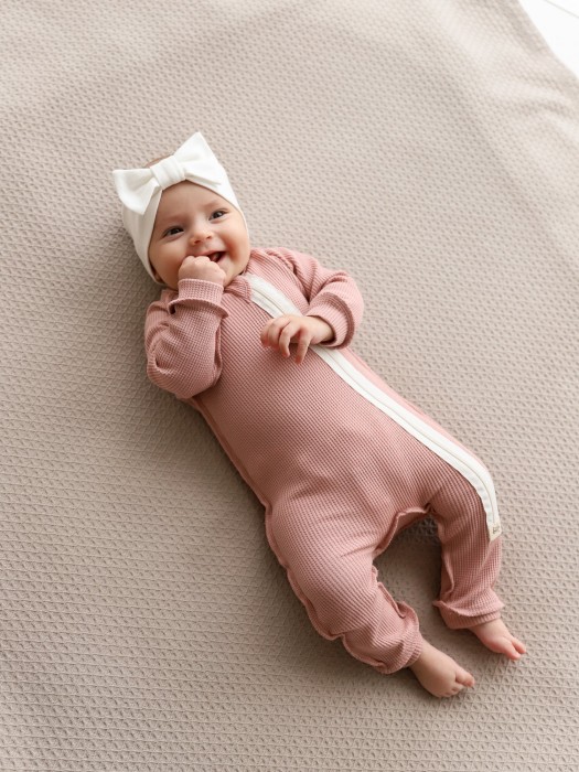 пижама-слип из вафельной ткани "пудра" 0+ фотография