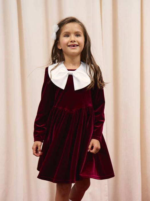 платье бархатное с фонариками "вишневый джем" от бренда bungly вид слева