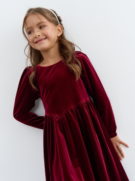 платье бархатное с фонариками "вишневый джем" по цене 3799 руб вид справа