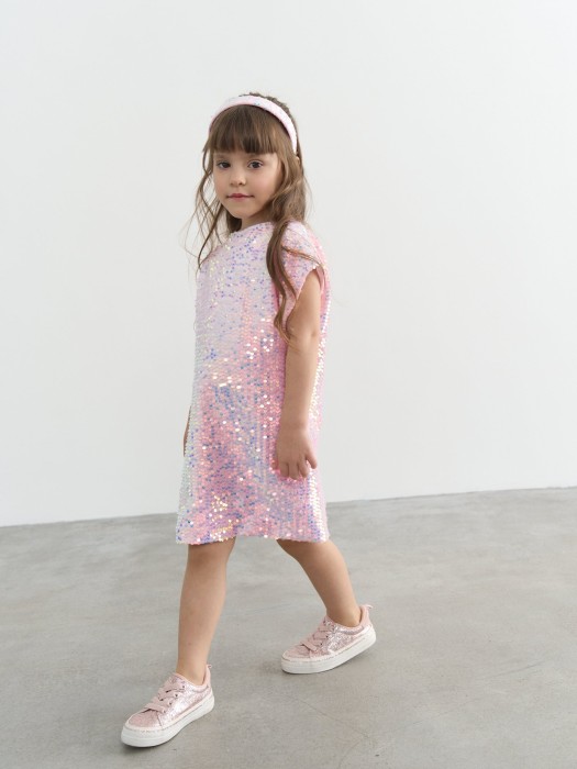 платье бархатное с пайетками "розовые искры" по цене 3299 руб вид справа