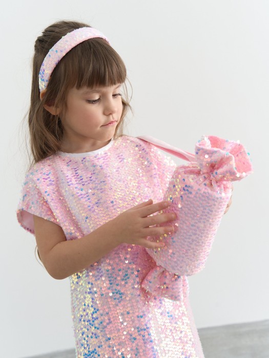 платье бархатное с пайетками "розовые искры" из россии вид сбоку