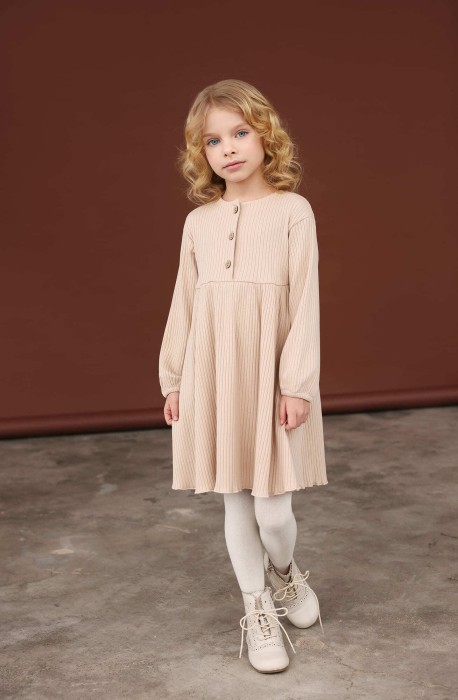 платье "беж" в рубчик от бренда bungly вид слева
