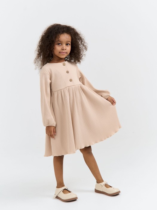 платье "беж" в рубчик из проверенных материалов спереди