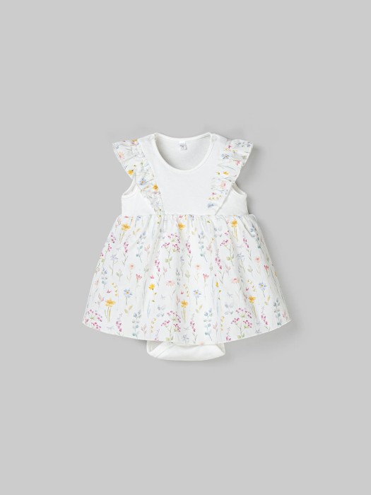 платье-боди с крылышками "акварельные цветы" 0+ фотография