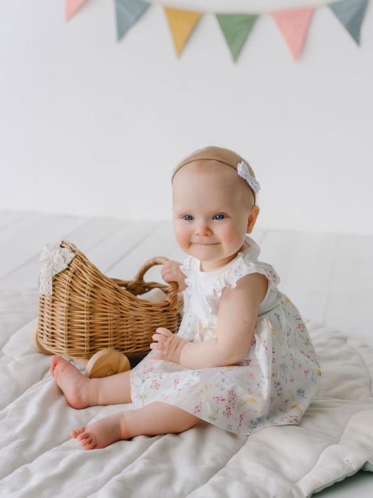 платье-боди с крылышками "акварельные цветы" 0+ от бренда bungly вид слева