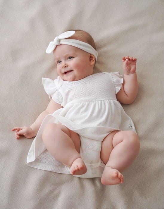 платье-боди с крылышками "молоко" из ажурного хлопка 0+ фотография