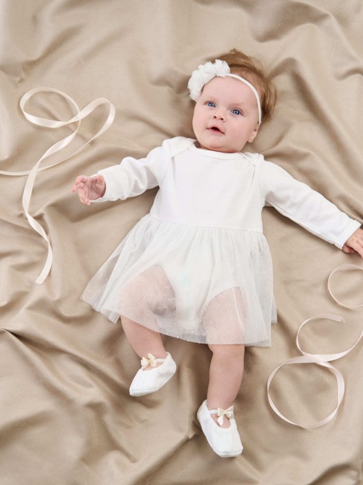 платье-боди с юбкой из фатина "молоко" 0+ фотография