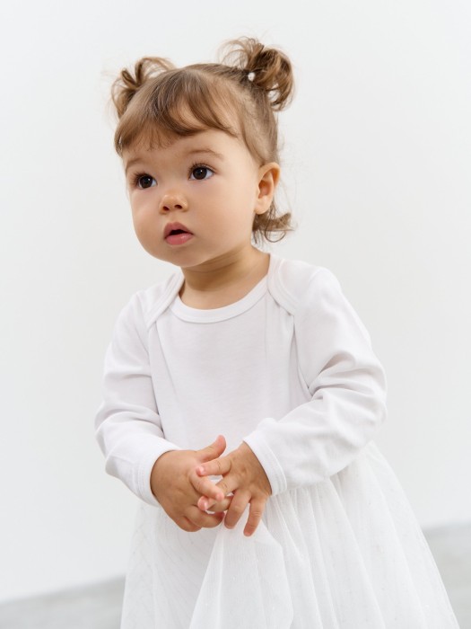 платье-боди с юбкой из фатина "молоко" 0+ по цене 1979 руб вид справа