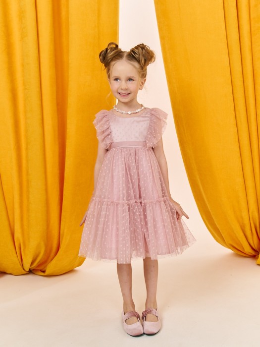 платье фатиновое "пудра" от бренда bungly вид слева