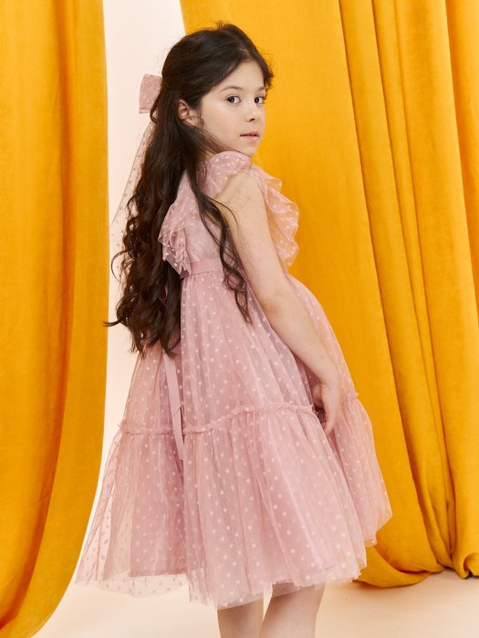 платье фатиновое "пудра" универсального стиля с лицевой стороны