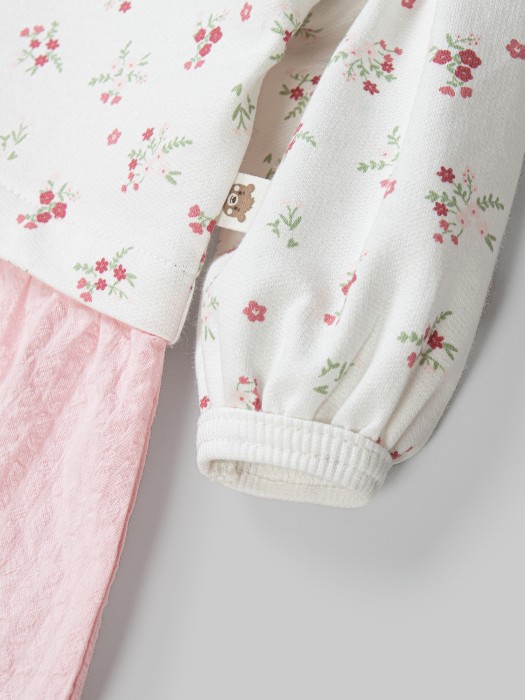 платье с хлопковой юбкой "цветы" 0+ из россии вид сбоку