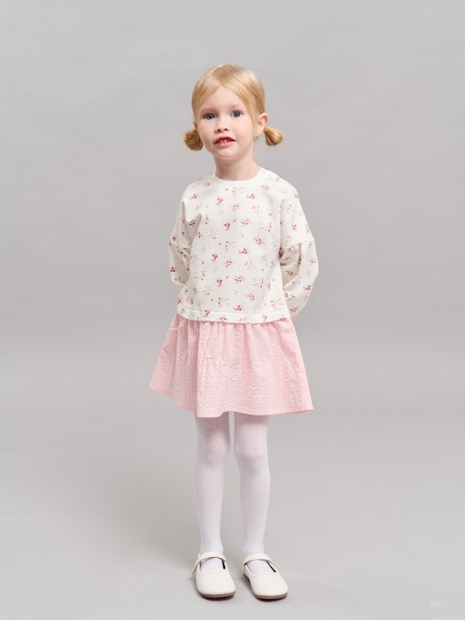 платье с хлопковой юбкой "цветы" 0+ из хлопка спереди