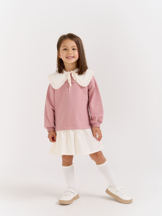 платье с хлопковой юбкой "дымчатая роза" от бренда bungly вид слева