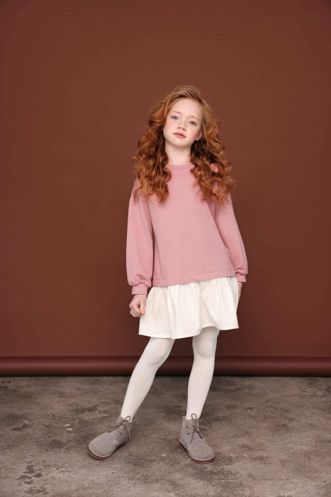 платье с хлопковой юбкой "дымчатая роза" из россии вид сбоку