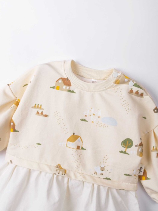 платье с хлопковой юбкой "ферма" 0+ из россии вид сбоку