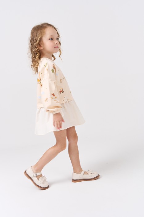 платье с хлопковой юбкой "ферма" 0+ из хлопка спереди