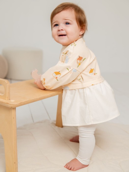 платье с хлопковой юбкой "ферма" 0+ от 1 до 3 лет с изнаночной стороны